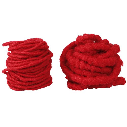 Prodotto Corda di lana rossa Feltro Stoppino Filo Pile L7m Set 2 pezzi