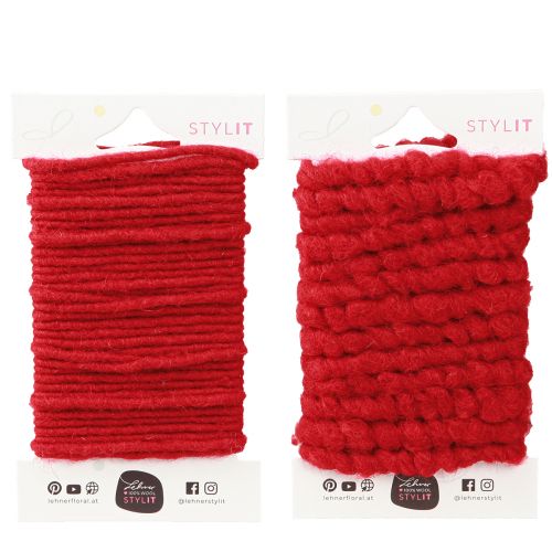 Prodotto Corda di lana rossa Feltro Stoppino Filo Pile L7m Set 2 pezzi