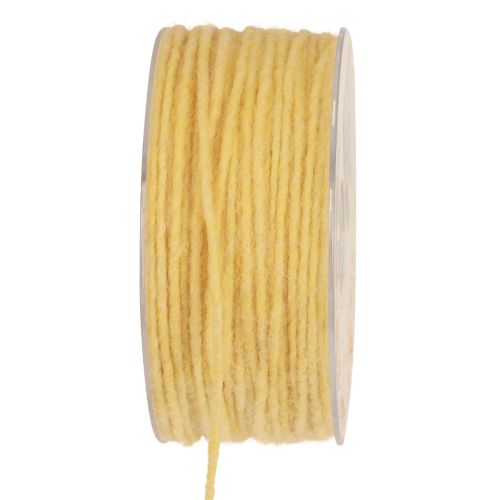 Filo di stoppino cordone di lana cordone di feltro filo di lana giallo Ø3mm 100m