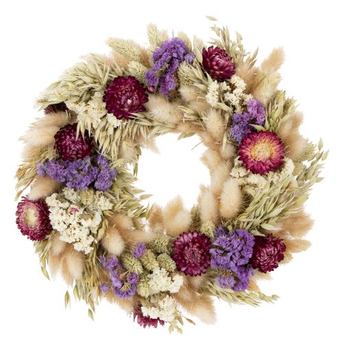 Ghirlanda di fiori secchi, decorazione festiva per la tavola, ideale per occasioni e stagioni speciali, 25 cm.