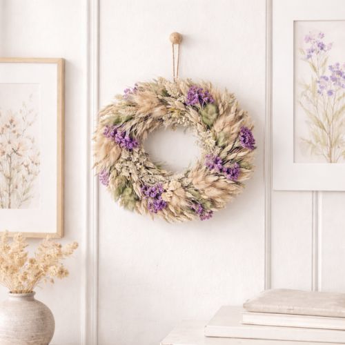 Prodotto Ghirlanda di fiori secchi per primavera ed estate, per tavolo e porta d'ingresso, per occasioni speciali con accenti di colore, 26 cm