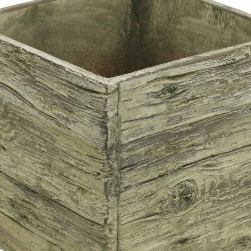 Prodotto Vaso da fiori quadrato 18x18 cm scatola di cemento aspetto legno