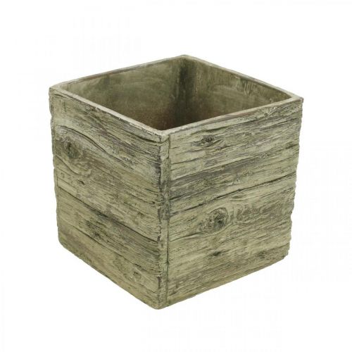 Vaso da fiori quadrato 18x18 cm scatola di cemento aspetto legno