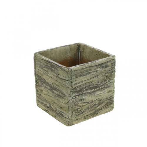 Floristik24 Fioriera quadrata 15x15cm in cemento effetto legno