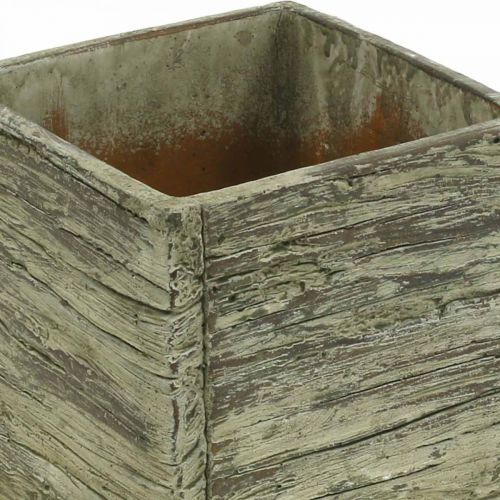 Prodotto Vaso da fiori quadrato 12x12cm cubo di cemento aspetto legno