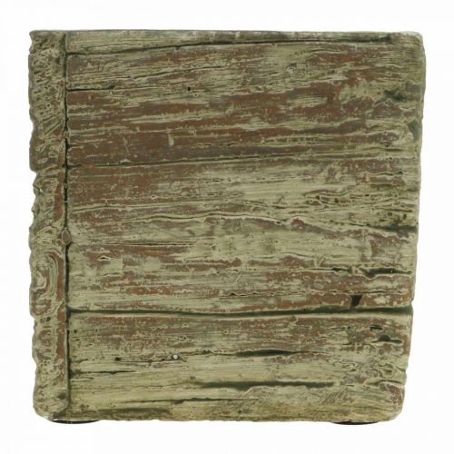 Floristik24 Vaso da fiori quadrato 12x12cm cubo di cemento aspetto legno