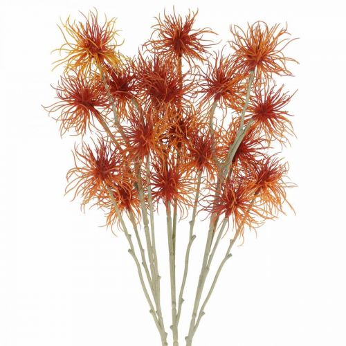 Prodotto Xanthium fiore artificiale decorazione autunnale arancione 6 fiori 80 cm 3 pezzi