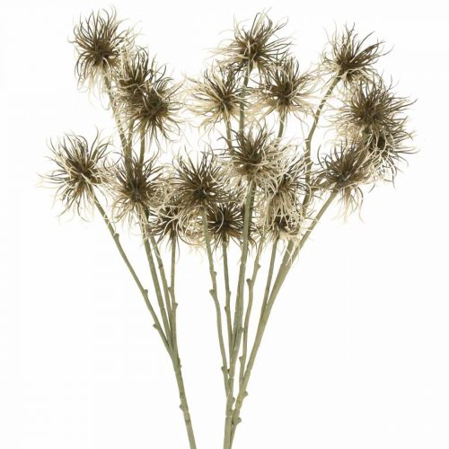Xanthium fiore artificiale decorazione autunnale 6 fiori crema, marrone 80 cm 3 pezzi