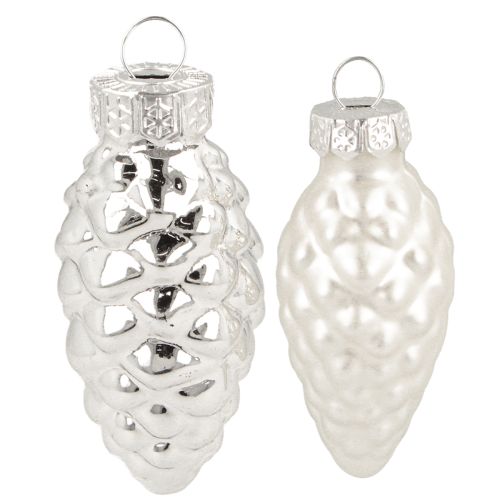 Floristik24 Coni mix in vetro argento 5cm 14 pezzi