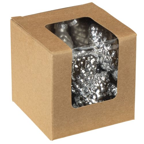 Prodotto Coni mix in vetro argento 5cm 14 pezzi