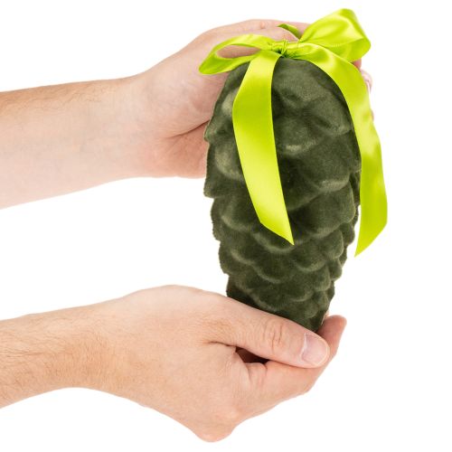 Pigne decorative da appendere, pigne floccate con nastro e fiocco, 18 cm, 3 pezzi | Floristik24.it