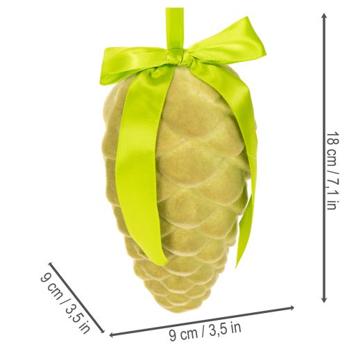 Pigne decorative da appendere, pigne floccate con nastro e fiocco, 18 cm, 3 pezzi | Floristik24.it