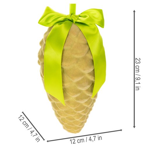 Ciondoli a forma di pigna artificiale con nastro e fiocco regalo, 23 cm, 3 pezzi | Floristik24.it