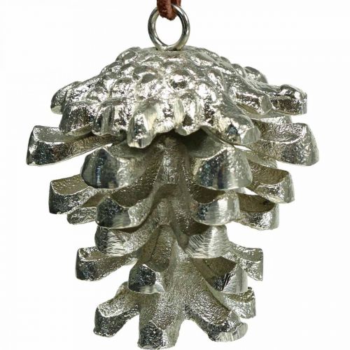 Prodotto Coni decorativi a forma di pigna da appendere in argento H6cm