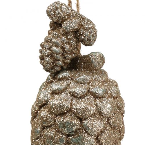 Prodotto Addobbi natalizie Coni con glitter Oro chiaro 14cm 3 pezzi