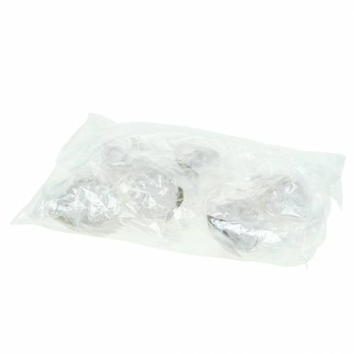 Floristik24 Ornamenti per alberi di Natale coni glitter bianchi 9 cm x 4,5 cm 6 pezzi