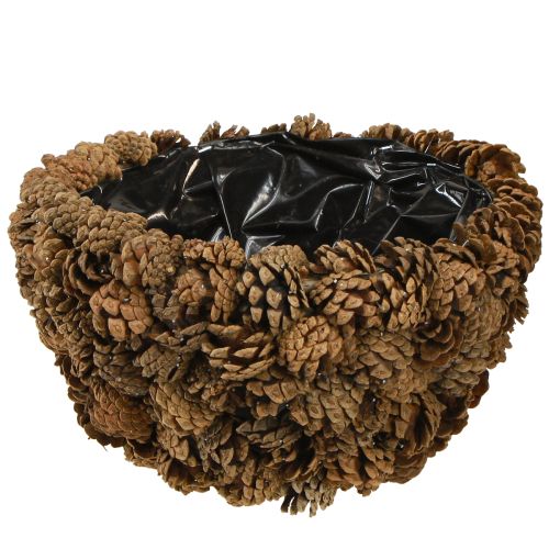 Cesto porta piante conico con pigne naturali Ø33cm H17cm