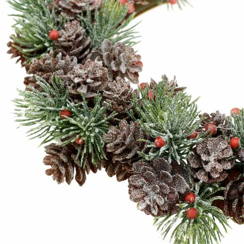 Floristik24 Corona di cono nevicata Ø23cm
