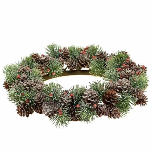 Floristik24 Corona di cono nevicata Ø23cm