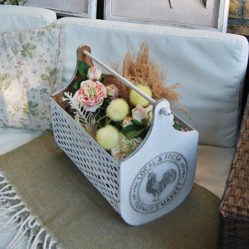 Floristik24 Portariviste Legno Metallo Vintage Gallo 36×23×40cm
