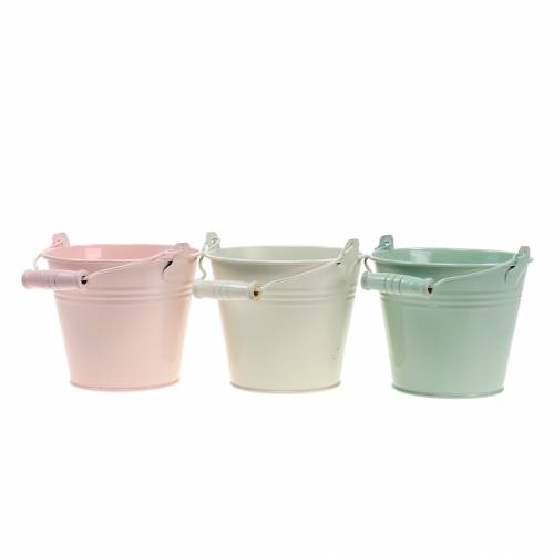 Floristik24 Assortimento secchiello in zinco colori pastello Ø10cm H8cm 10p
