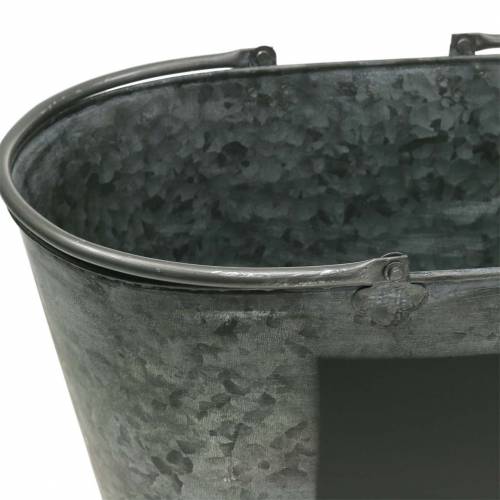 Floristik24 Fioriera a vasca in zinco con manici Ovale Grigio H20cm