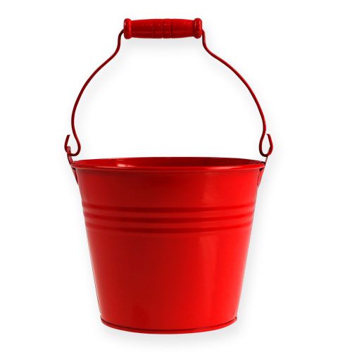 Floristik24 Secchi decorativi in zinco rossi Ø14, H12cm 6 pezzi