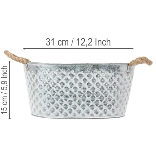 Grande ciotola ovale in zinco, 31 cm x 20 cm, H15 cm | Floristik24.it