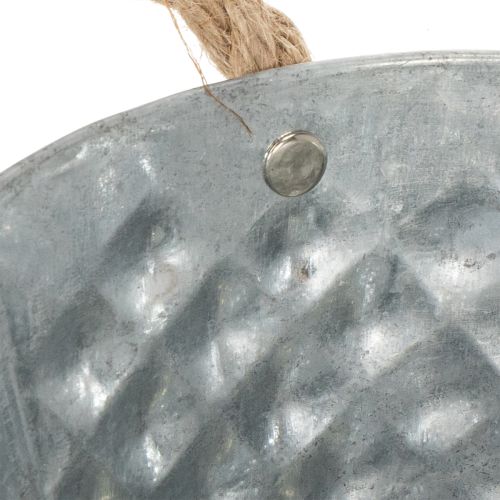 Ciotola ovale in zinco con manici in corda, 27 cm x 17,5 cm, H12 cm | Floristik24.it