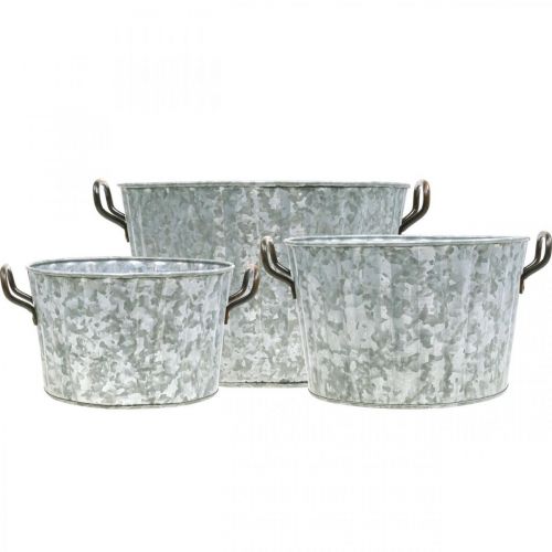 Floristik24 Set di 3 fioriere decorative in metallo zinco Ø26,5/30,5/34,5 cm