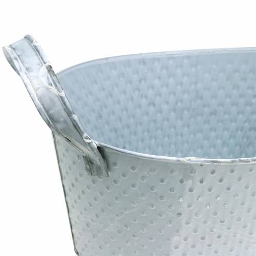 Ciotola in zinco ovale grigio chiaro lavato 27x18cm H12cm | Floristik24.it