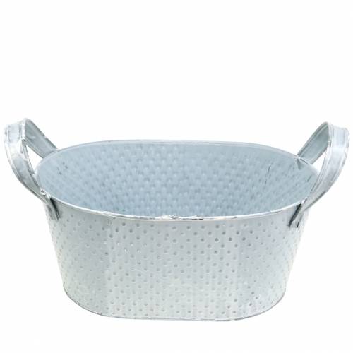 Ciotola in zinco ovale grigio chiaro lavato 27x18cm H12cm | Floristik24.it