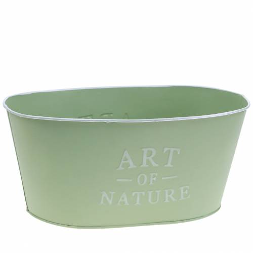 Fioriera ovale in zinco verde menta 27×18 cm H12,5 cm