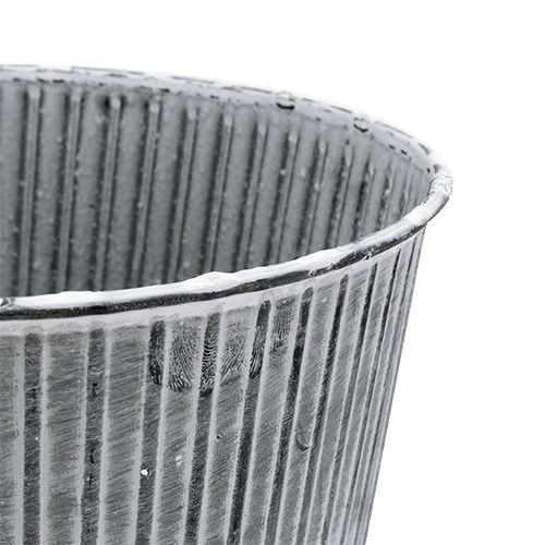 Floristik24 Pentola di zinco grigia con strisce Ø22cm H21cm