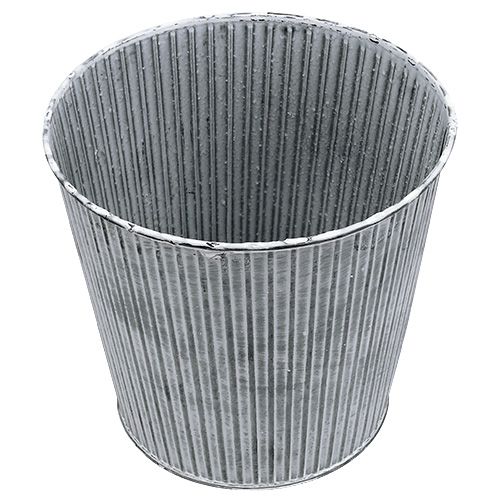 Floristik24 Pentola di zinco grigia con strisce Ø22cm H21cm