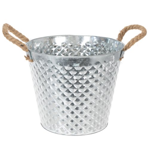 Vaso in zinco, a forma di diamante, con manici in corda, sbiancato, Ø24,5cm H21cm acquistare | Floristik24.it