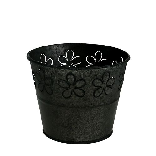 Floristik24 Vaso in zinco nero con fiori Ø10cm H8cm