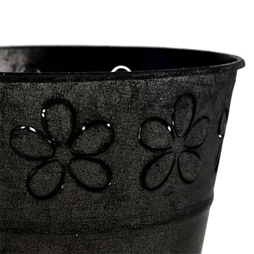 Floristik24 Vaso in zinco nero con fiori Ø10cm H8cm