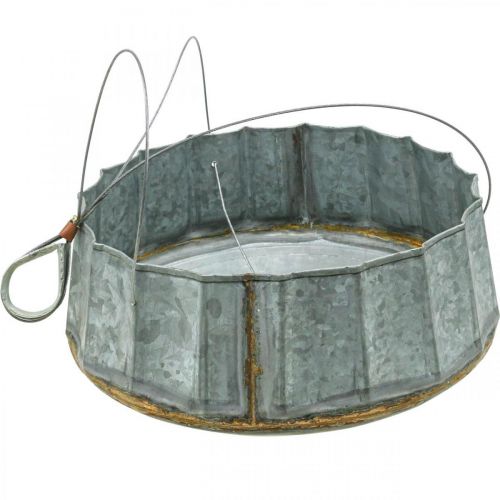 Prodotto Cesto di fiori in metallo ciotola decorativa zinco antico Ø25.5cm H8.5cm
