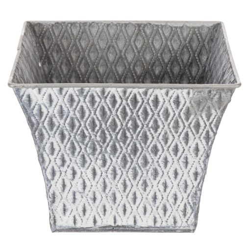 Vaso in zinco con motivo a rombi, altezza 15 cm | Floristik24.it