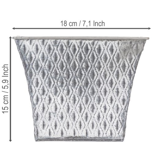 Vaso in zinco con motivo a rombi, altezza 15 cm | Floristik24.it