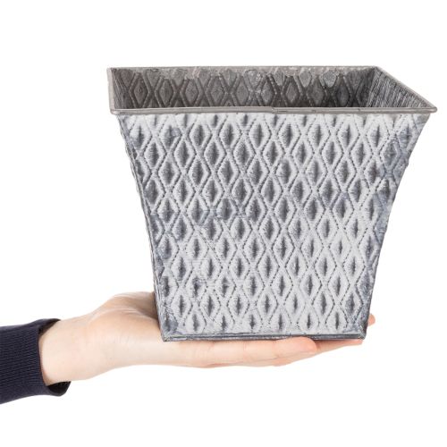 Vaso in zinco con motivo a rombi, altezza 15 cm | Floristik24.it