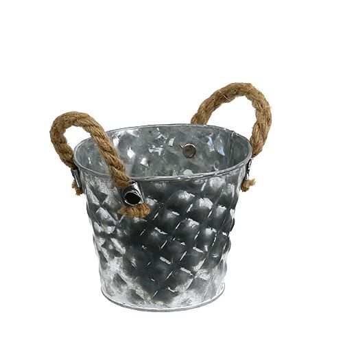 Floristik24 vaso di zinco con manici in corda Ø12cm H10cm