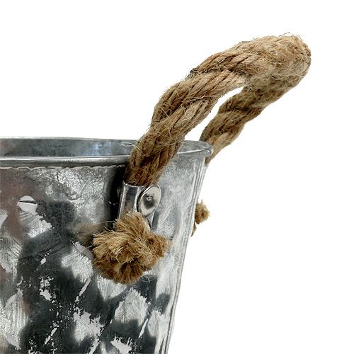 Floristik24 vaso di zinco con manici in corda Ø12cm H10cm