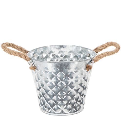 Pentola in zinco con manici in corda Ø14,5cm H13cm acquistare | Floristik24.it