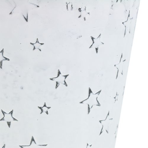 Floristik24 Vaso in zinco con stelle Ø14cm H12cm lavato bianco 4 pezzi