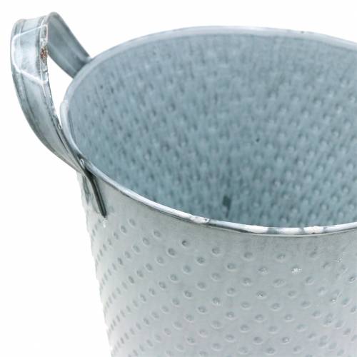 Floristik24 Pentola in Zinco con Manici Grigio Maculato Ø14cm H13cm