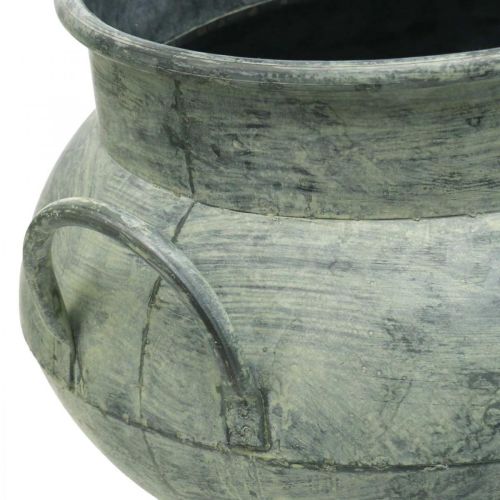 Floristik24 Fioriera con manici in metallo lavato verde Ø28 / 40cm set di 2