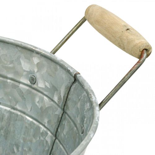 Floristik24 Vaso in zinco Vaso per fiori in metallo manico in legno L57,5 cm L31,5 cm