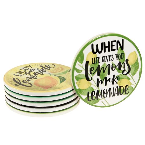 Prodotto Sottobicchieri decorativi in ceramica limone rotondi assortiti Ø10,5cm 6pz